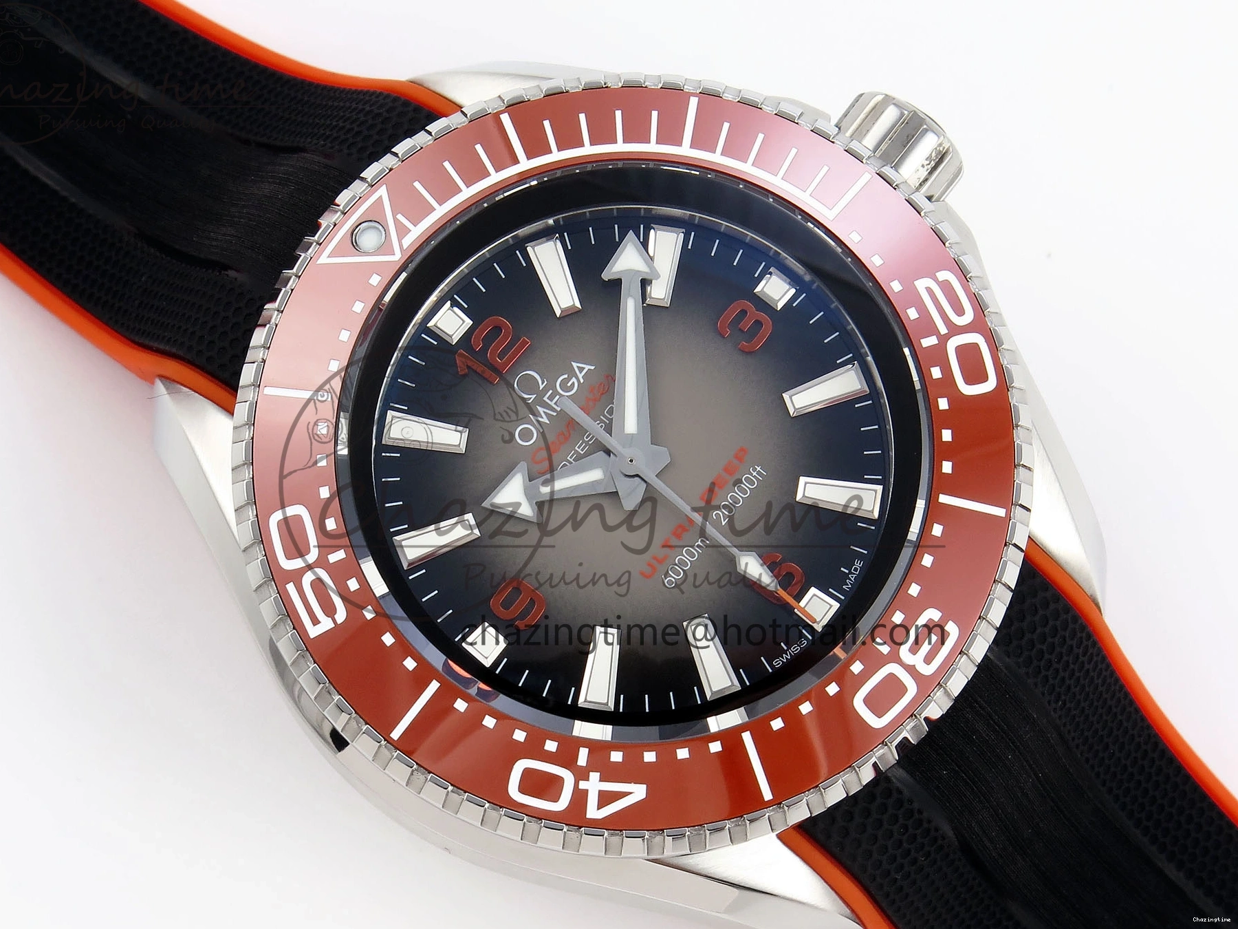 0313 Premium SEAMASTER PLANET OCEAN 6000M ULTRA DEEP 45.5MM SS TF 1:1 BEST EDITION GRAY DIAL ORANGE BEZEL ON RUBBER STRAP A 7761